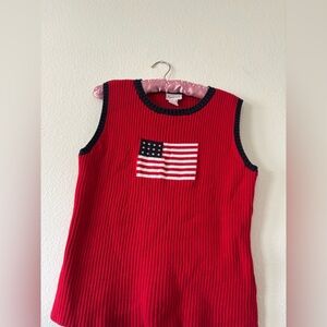 Vintage Red Cotton American Flag Blouse